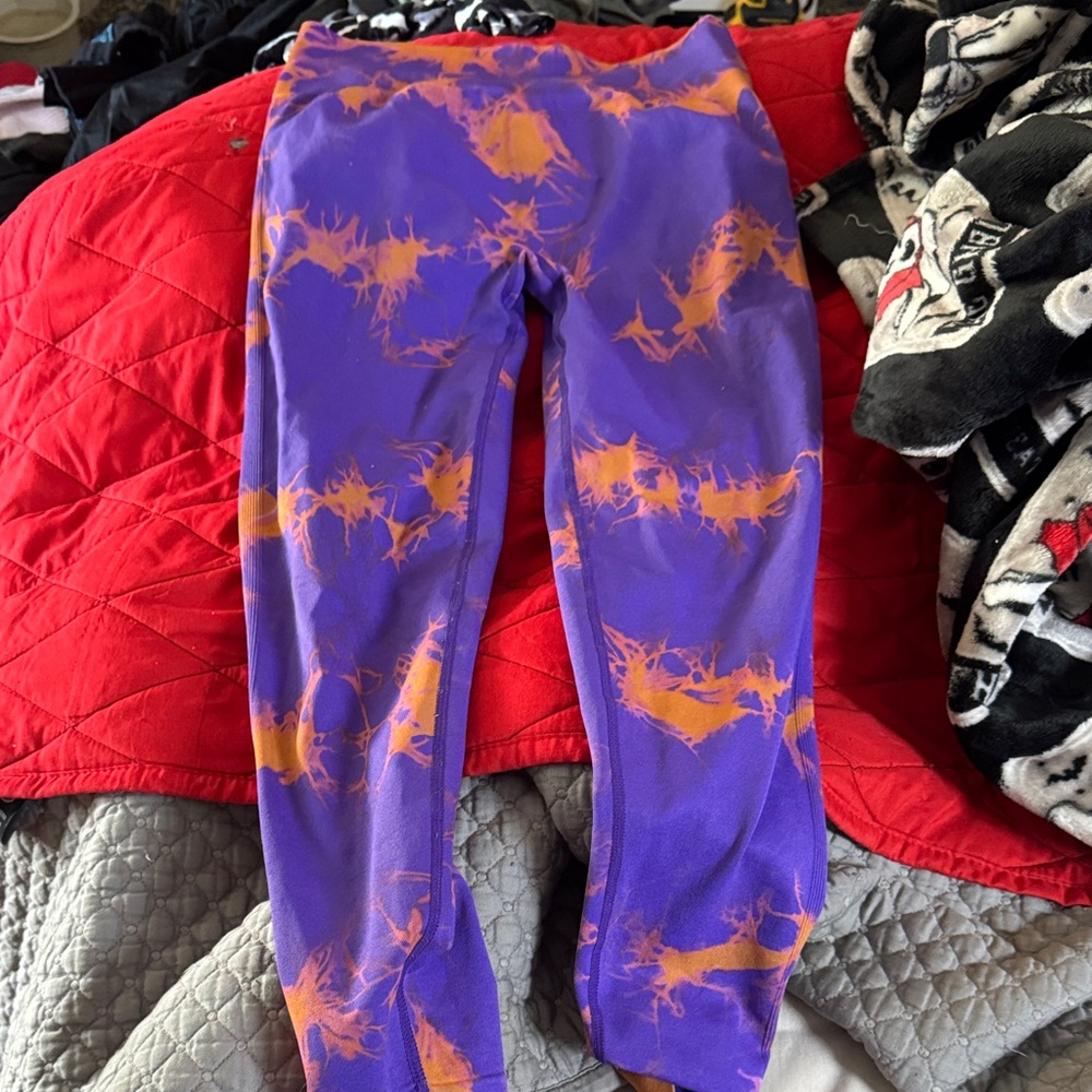 Purple and Orange Tie-Dye Leggings